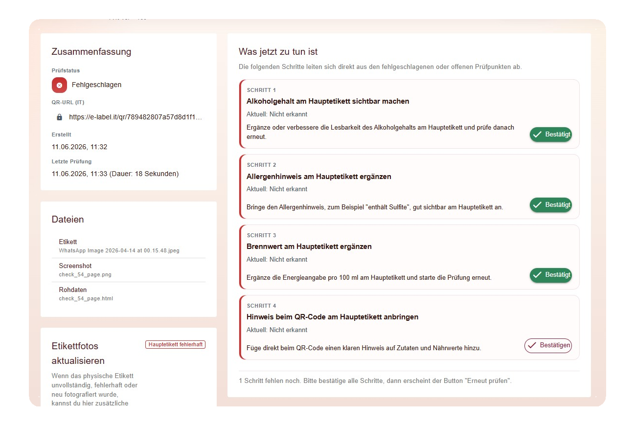 Schrittweise Korrekturen und erneute Prüfung